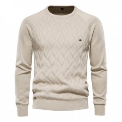 AIOPESON Argyle Basic Men Sweaters Solid Color O-neck Long sleeve Knitted Male Pullover Winter Fashion New Warm Sweaters for Men